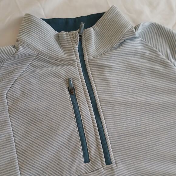 Callaway Sweater Men L Gray Striped Golf 1/4 Zip Pullover Performance Fleece - Picture 7 of 14